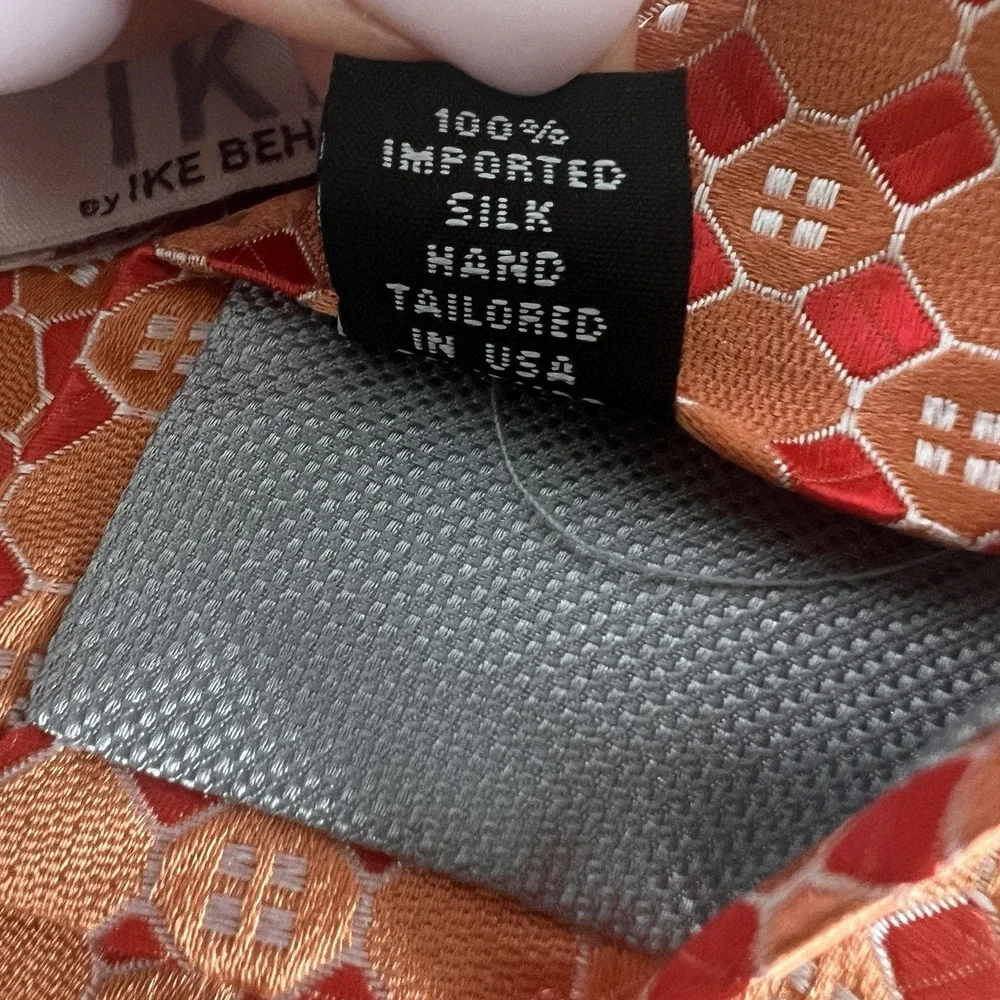 IKE by IKE BEHAR Orange Geometric Necktie‎ 100% Silk 60